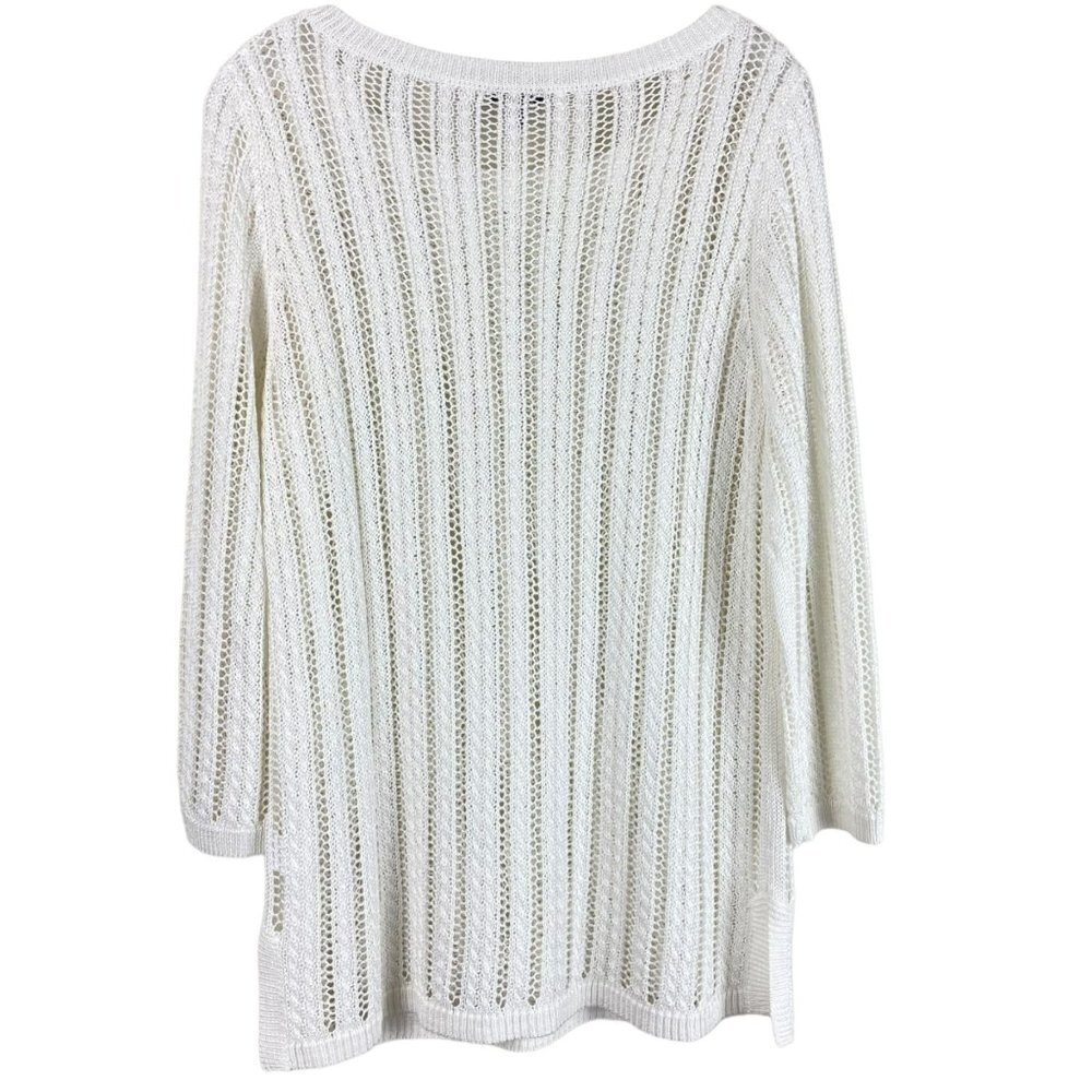 Talbots White 3/4 Sleeve Sweater Boat Neck Size Medium - Picture 6 of 9